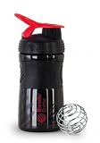 BlenderBottle Sports Mixer 20 oz & 28 oz (Black/Red, 20 Oz.)