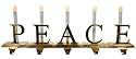 P-E-A-C-E 5-Piece Lighted Brass Stocking Holder Set With Candle Lamps #H90127