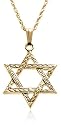 14k Yellow Gold Star of David Pendant, 18"