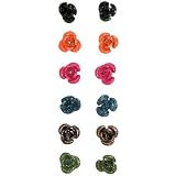 Set Of 6 Pairs 1/2 Glitter Flower Studs In Assorted