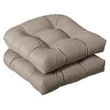 Pillow Perfect Outdoor Beige Solid Wicker Seat Cushions, 2-Pack