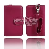 VMG Hot Pink Horizontal Leather Wallet-Style Case w/ Detachable Lanyard Strap & Snap-Button Enclosure for Apple iPod Touch iTouch 2 & 3 (2nd & 3rd Generation) Mp3 Player [by VANMOBILEGEAR]