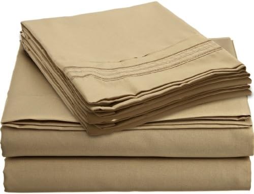 Anili Mili 1800 Collection 6-Piece Bed Sheet Set with Bonus Pillowcases, Queen, Camel Gold