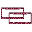 A Set of 2 Plastic License Plate Frame Safari Animal Series - Leopard Pink
