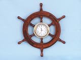 Ship Wheel Clock 12 - Wooden Ship Wheels - Nautical Toy Solid Brass Home Decor - Executive Promotional Gift