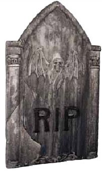 Scary Skeleton Bat Halloween Tombstone Prop