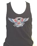 Rock Steady Tattoo Design Muscle Beater Shirt Black Beater Style Shirt with Eagle Tattoo Design