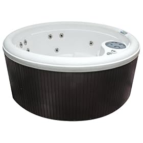 AquaTerra Spas Harmony LX Ozone Spa with 17 SS Jets, Arctic Shell/Mahogony Skirt