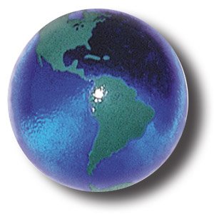Buy Blue Earth Marble With Green Continents, Recycled Glass, 5 In A Pouch, 1 Inch Diameter by Shasta Visions now!