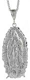 Sterling Silver 3 5/16 (84 mm) Diamond Cut Guadalupe Pendant