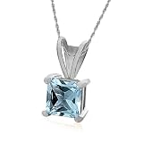 Sterling Silver 6mm Square-Cut Blue Topaz Pendant