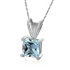 Sterling Silver 6mm Square-Cut Blue Topaz Pendant