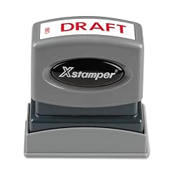 Xstamper One-Color Title Message Stamp, "Draft, " Pre-Inked/Re-Inkable, Red (1360)