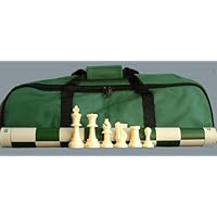 ChessCentral's Chess Pieces, Green Board and Green Tote Bag Starter Kit