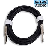 GLS Audio 20ft Guitar Instrument Cable - 1/4 TS To 1/4 TS Black Rubber Cable - 20' PRO Guitar Cord - SINGLE