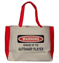 BEWARE OF THE AUTOHARP PLAYER Large BELLA TOTEBAG w/ pockets (Choice of Colors)