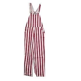 Crimson & White Striped Overalls