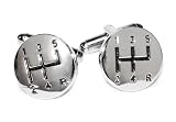 Silver-Tone Men's Cuff Links STICK SHIFT 5 SPEED Shaped Cufflinks