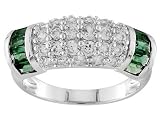 STERLING SILVER 2.45CTW BELLA LUCE EMERALD SIMULANT WITH DIAMOND SIMULANT RING