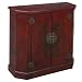 Handmade Oriental Furniture - 30" Antique Style Red Leather Storage Cabinet - Traditional Heirloom