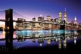 Brooklyn Bridge New York City Skyline Colored Photo Poster Print - 61x91 cm