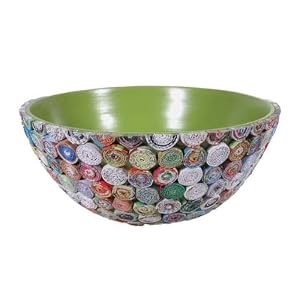 Made By Humans, Recycled Paper Spirals Bamboo Bowl, Green