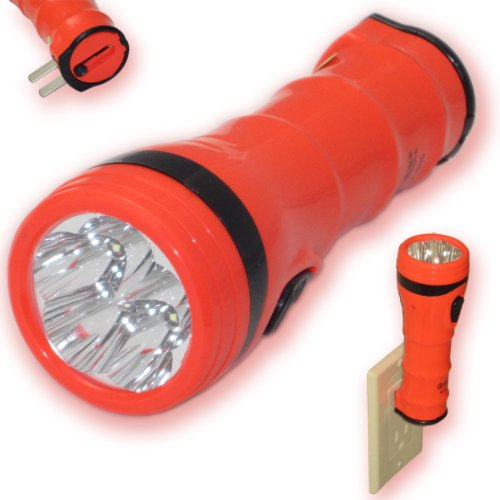 Rechargeable Flashlight 5 LED Torch Ultra Bright Plug In wall Charge Camping