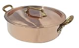 Mauviel Cuprinox Extra-Thick 2.5 mm 6.2-Quart Saute Pan with Lid and Bronze Handles