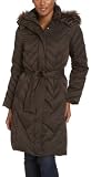 Nine West Women's Matte Satin 3/4 Quilted Faux Fur