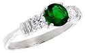 Sterling Silver 1 Carat Size Brilliant Cut Emerald Colored CZ Bridal Ring