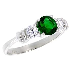 Buy Sterling Silver 1 Carat Size Brilliant Cut Emerald Colored CZ Bridal Ring by Sabrina Silver