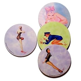 Patriotic Pin-up Girls WWII Art Coaster Set by TerraCoasters