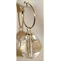 Saka's Silver Toned Single Dangling Ball Hoop Earrings