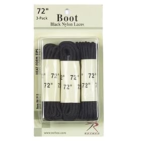 72'' Black Nylon Boot Laces (3 Pak) by Rothco