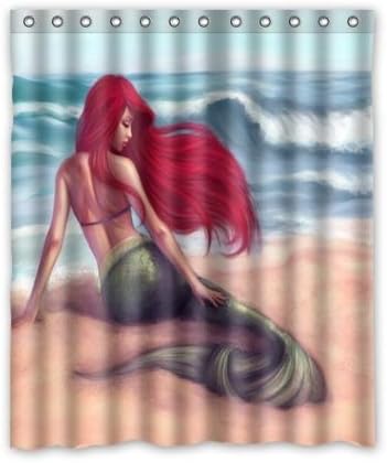 Custom Special Amazing Mermaid On The Beach Print Waterproof Bathroom Decor,Polyester Fabric Shower Curtains,60(w) x 72(h)
