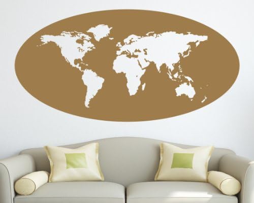 World Map Decal 44"W Oval Outline