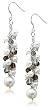 Freshwater Cultured Pearl, Smoky & Clear Quartz Dangle Earrings