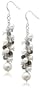 Freshwater Cultured Pearl, Smoky and Clear Quartz Dangle Earrings