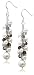 Freshwater Cultured Pearl, Smoky & Clear Quartz Dangle Earrings