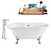 Streamline | Clawfoot Soaking 60"NH100CH-GLD-120 Acrylic Bathtub, White | Comes with External Drain And Gold Overflow | Bamboo Tray Included
