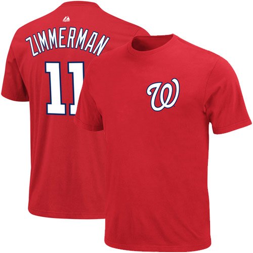 Majestic Ryan Zimmerman Washington Nationals #11 Player T-shirt - Red (X-Large)