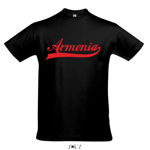 T-Shirt – Armenia Oldschool Armenien LÄNDERSHIRT EM / WM FAN Trikot S-XXL , Deep black – rot , M
