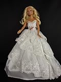 White and Silver Strapless Party Dress Lace Is in Front Only Made to Fit the Barbie Doll White and Silver Strapless Party Dress Lace Is in Front Only Made to Fit the Barbie Doll