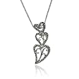 Sterling Silver Marcasite Three Hearts Drop Necklace, 18"