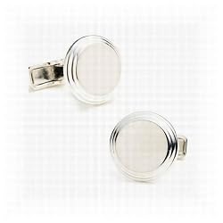 Round Step Silver Cufflinks