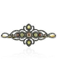 18kt Yellow Gold Palm Diamond Pave Bracelet Silver Wedding Jewelry