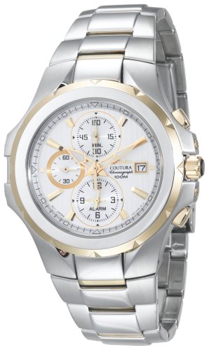 Seiko Men's SNAD54 Coutura Alarm Chronograph Two-Tone White Dial Watch