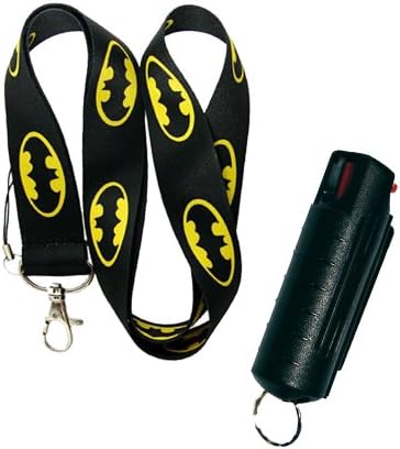 Batman Logo Lanyard and Wildfire Pepper Spray Keychain Bundle - Lot of Two Pieces