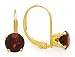 14K GARNET ROUND LEVERBACK EARRINGS 6MM
