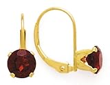 14K GARNET ROUND LEVERBACK EARRINGS 6MM